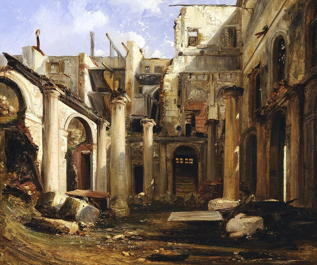 Rovine del Théâtre - Italien dopo l'incendio del 1838, 1839, Fondation Custodia, Parigi, attribuito